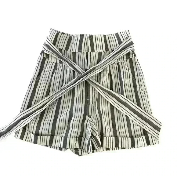 LA VIE REBECCA TAYLOR Stripe Tie Waist Cotton Shorts SZ S - Picture 7 of 9